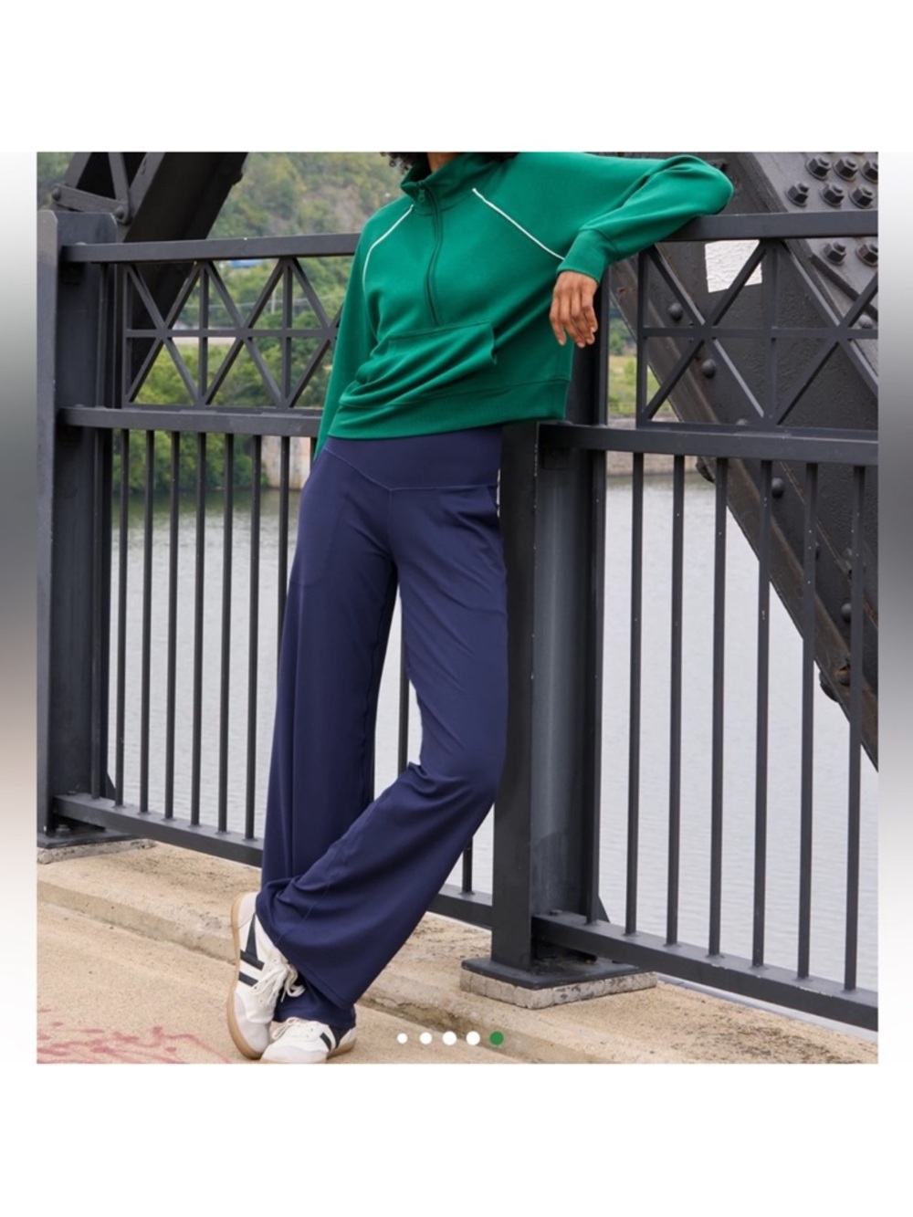 aerie Navy Wide-Leg High-Rise Pants offline leggings - Picture 2 of 4
